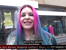 Breasty,  Swedish plumper with mermaid hair is sucking cock in the crapper,  whilst totally in nature's garb