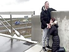 Risky Outside Oral Sex On Bridge Above Motorway