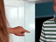 Slutty redhead masseuse Ella Hughes seduces me and rides my cock