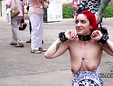 Bare Titties Ginger-Haired Disgraced In Public