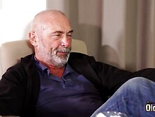 Skinny 19 Yo Blows The Huge Dick Of Older Man And Wants More Spunk