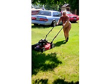Got back to discover wife mowing in a belt bikini,  her butt and haunches jiggling with each step