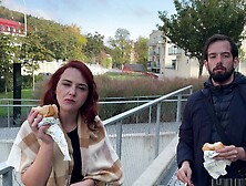 Redhead amateur Norah Juliette gets picked up and fucked in pov style