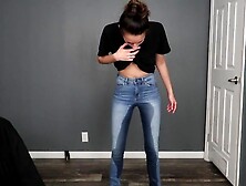 Jeans Wetting With Yoga Pants Underneath