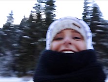 Hot Vlogger Posing In The Snow