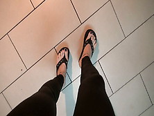 Crossdresser With Insane Feet In Sexy Flip-Flops Jerks Off And C