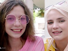 Slutty teens Lika Star & Sofi Smile share a dick