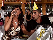 Dona Bell gets her pussy pleased by a dude in the public toilet