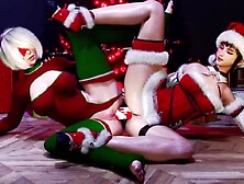 Hairless Vagina Eve & 2B Double Sex toy Anal Screwing