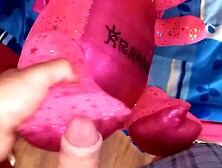 Perverted Guy Is Rubbing His Hard Cock Against A Stuffed Doll