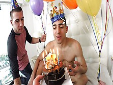 Gay Room - Draven Milo Gets To Cum In A Birthday-Themed Threesome Video