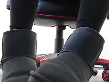 Showing My Nylon Soles While Working