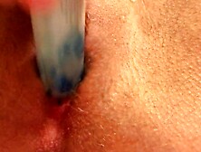 Close Up- Zoomed Giving Pleasure With A Glue Stick.