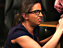 Small dick boss teased by secretary in meeting room