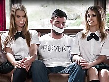 Teens get pounded hard in group sex