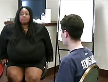 Big Black Tits Handjob With Skinny White Boy