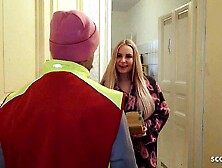 German Teeny Lovers talk postman to Fuck his Gf while he watch