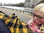 Public cocksucking German babe POV fucked in hotel room