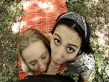 Lucky Guy Gets Sucked And Fucked Outdoors In The Woods