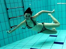 Tall Russian Brunette Filmed Swimming Naked Underwater