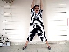 Photographing in prison.  The detained whore is a prisoner of the prison.  She is made to undress c two