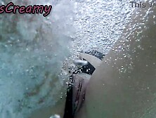 Snatch flash - A stranger caught me touching in public pool and helps me masturbate risking to be seen by unknown