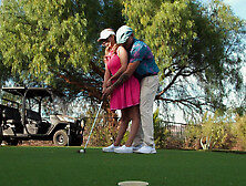 Pigtailed blondie Summer Vixen gets fucked on the golf course