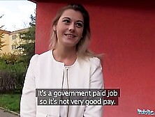 Public Agent Charming teacher Agnes White fucking in a car for extra Cash