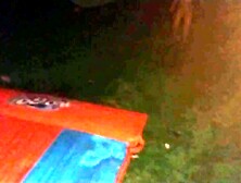 Naked dare w/ neighbor's wife backyard slide after her husband went to bed