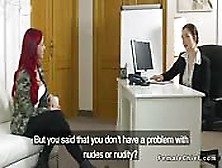 Busty Lesbians In Female Agents Office