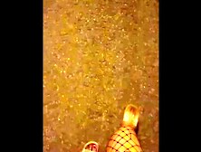 lady walking alone street