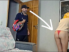 Married woman receives delivery man in just her underwear!