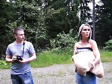 Fantastic Busty MILF Masturbates with Dildo and Gets Cumshot on Her Face by Two Big Cocks