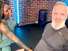 Busty Ebony Mesmerizes with Intense Gym Threesome Passion