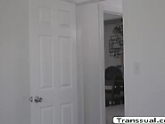 Tanned Transgirl Khloe Kay enjoys her stepbros cock after dinner