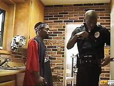 Black Police Guy Sucks A Dude And Bangs His Ass In The Kitchen