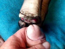 Mrs Aged Feet getting specific cream on her FF Stockings