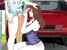 Ample bosom beauty Jane Kats needs help fixing her car but gets poked by a guy