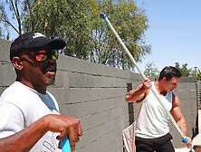 Blowing And Fucking Three Pool Cleaners