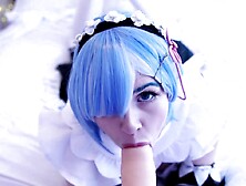 Re Zero-Rem esta demasiada excitada y empieza a mamar un dildo