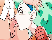 Fucking Bulma’S Throat Behind A Rock