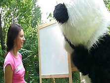 Sex In The Woods With A Massive Toy Panda