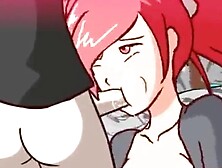 Hentai futanari video featuring a brunette and a redhead babe fucking like animals