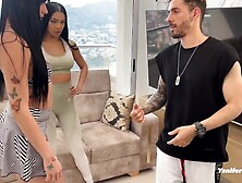 2 sweet Venezuelan chicks fuck their personal trainer