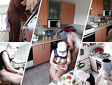 Hot amateur couple have fun in the kitchen.