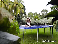 Perv Watching Teen Bouncing On Trampoline