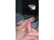 Watching Tv While Receiving Amazing Footjob From My Skilled Babe