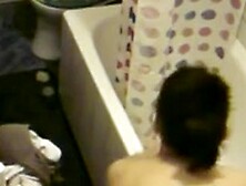 Asian girl took a shower