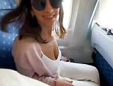 Hot stewardess cummed hard on the plane lavatory 10’000m alternative when this babe flew on vacation with her lover