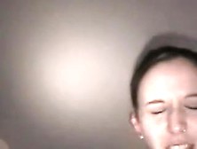 Girl sucking ding-dong and masturbating on couch